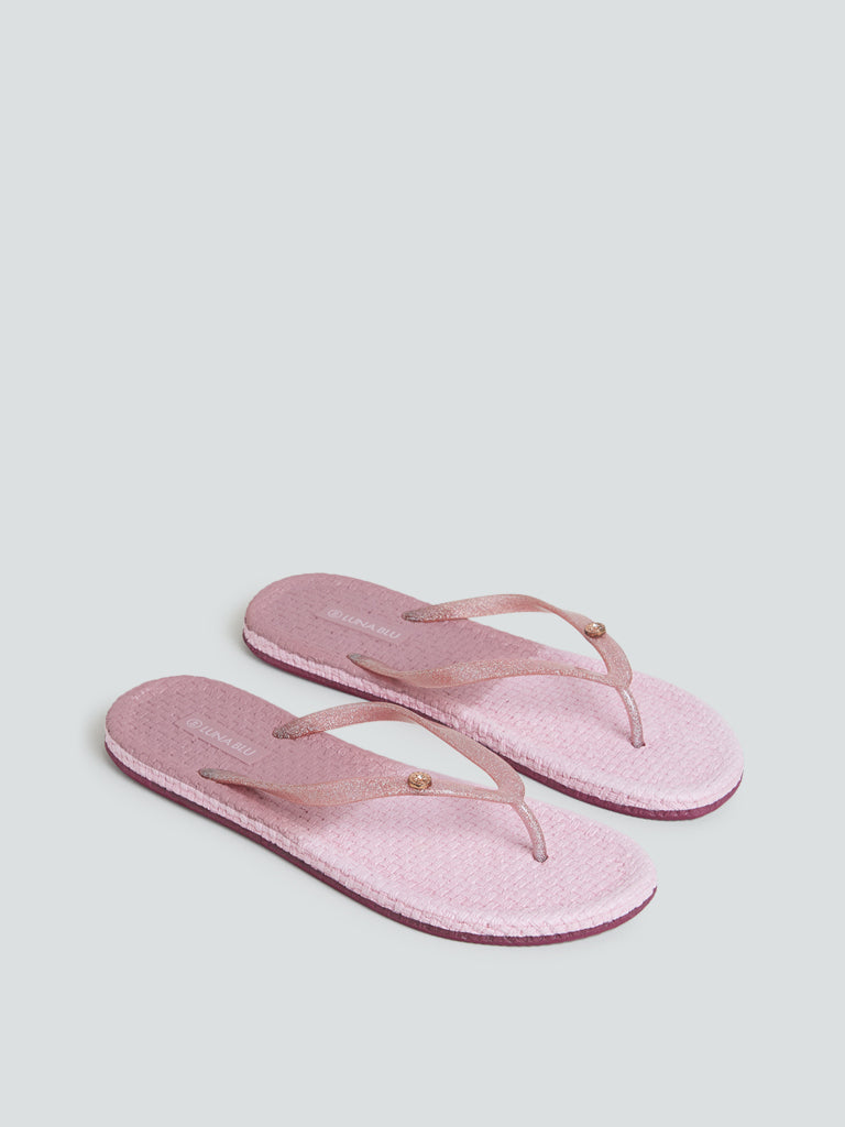 LUNA BLU Mauve Ombre Textured Flip-Flops